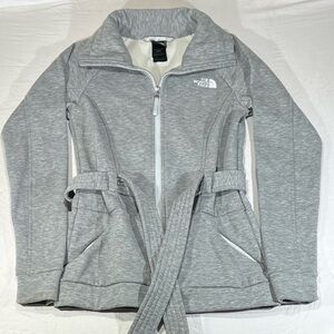 North face ladies avery belted full zip fleece jacket gray XS active outdoor